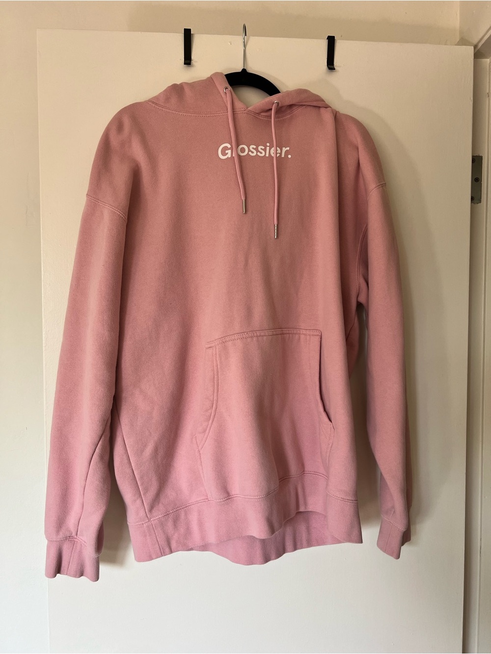 Glossier Pink Logo Hoodie Sweater